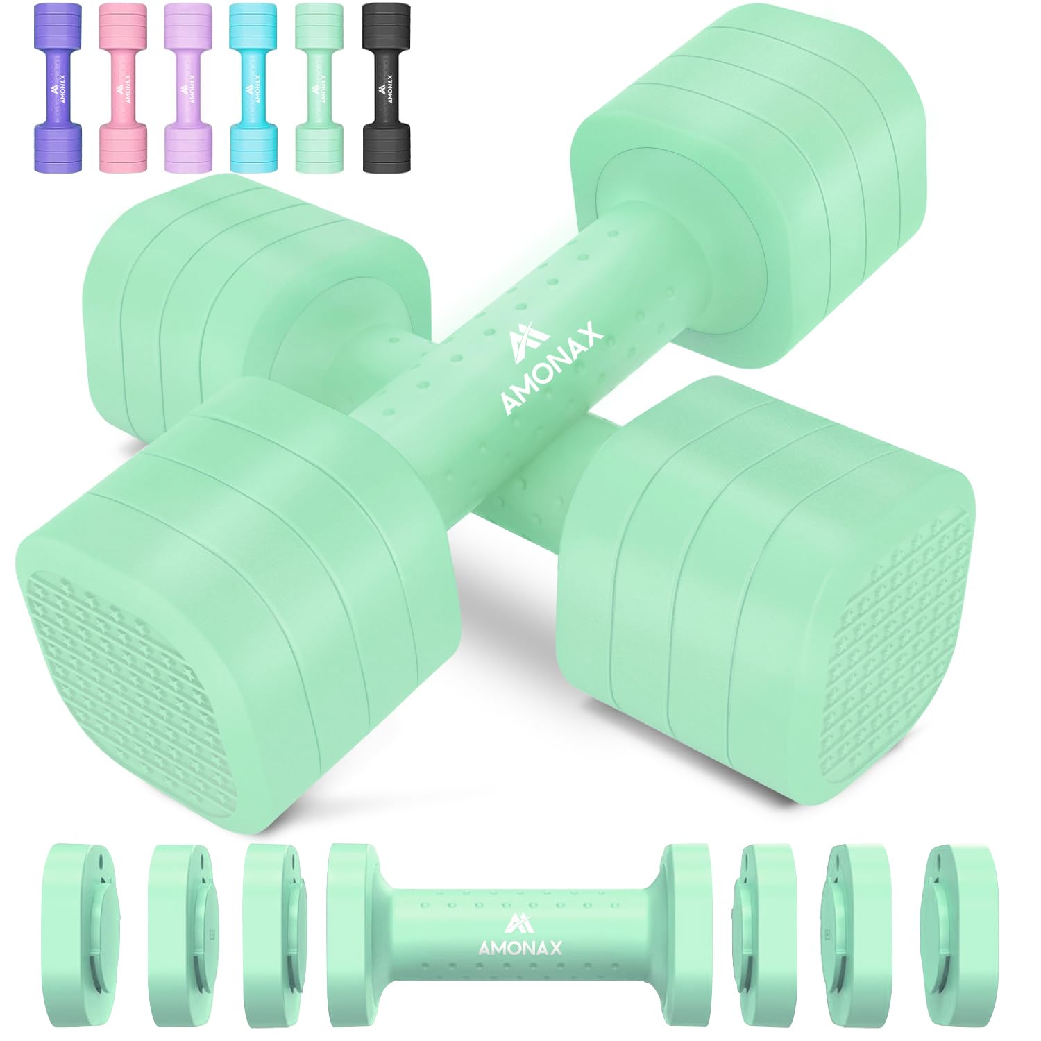 Amonax AMONAX Adjustable Dumbbells Set 2lbs 3lbs 4lbs 5lbs Dumbbell Pair 4-in-1 Weights Dumbbells Set Women Men Free