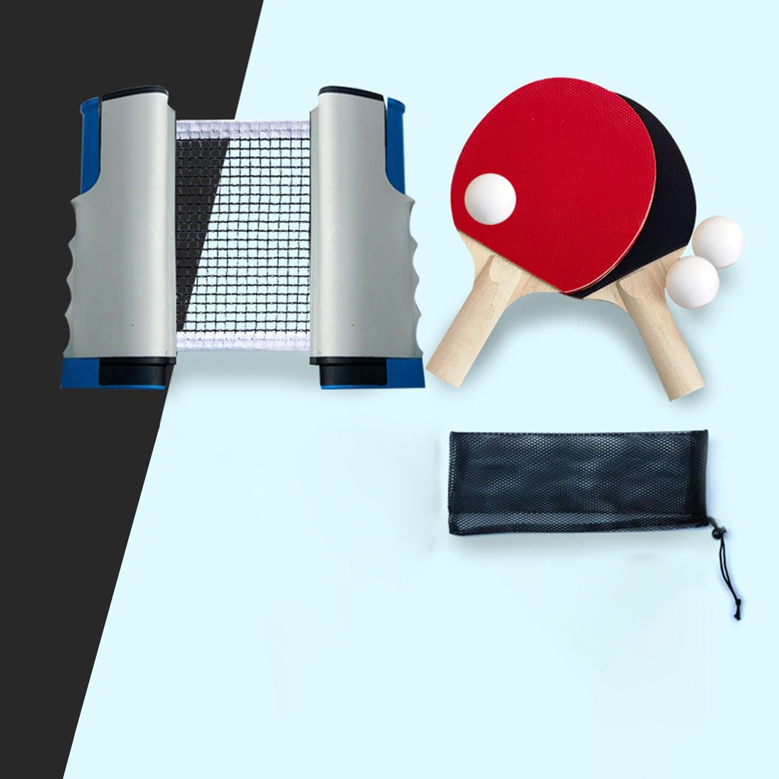 7 Pezzi Set Pong Include Racchette Rete Palline Borsa con Manico Ergonomico Materiale Solido Adatto a Regali Occasioni Sociali Allenamento Casa