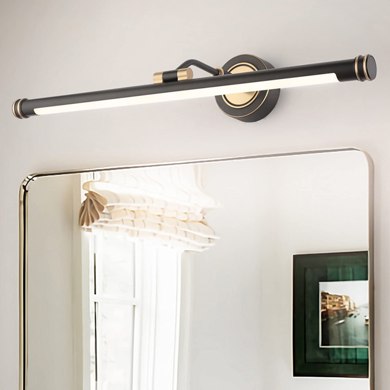 Czarna mosiężna lampa do lustra łazienkowego, regulowane ramię w stylu vintage LED lustro łazienkowe, neutralne światło ścienne do łazienki IP44 wodoodporna wiązka 120 stopni oświetlenie makijażu