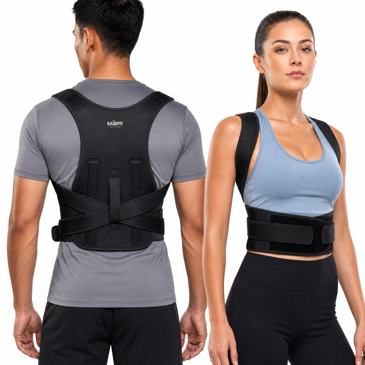 Cintura correttore posturale per uomini e donne, supporto per schiena e spalle, per alleviare il dolore, regolabile, traspirante, da indossare sotto i vestiti, vestibilità universale (S–XL)
