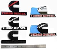 Vista 1 de Yoaoo Paquete de 2 emblemas compatibles con Cummins Turbo Emblem Badge 2500 3500 Emblema Mate Grande Negro Rojo 6.2 x 3.4 pulgadas