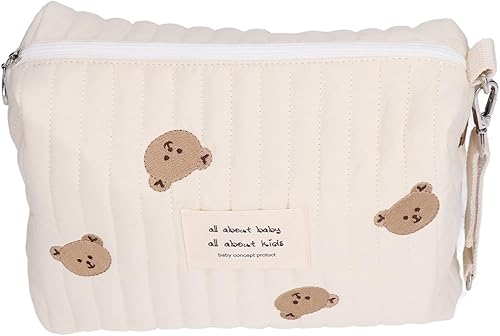 Miniatura 4 de Bolsa de pañales, bolsa de mano acolchada de algodón con bonito patrón para pañales con ganchos para cochecito, bolsa de pañales portátil para