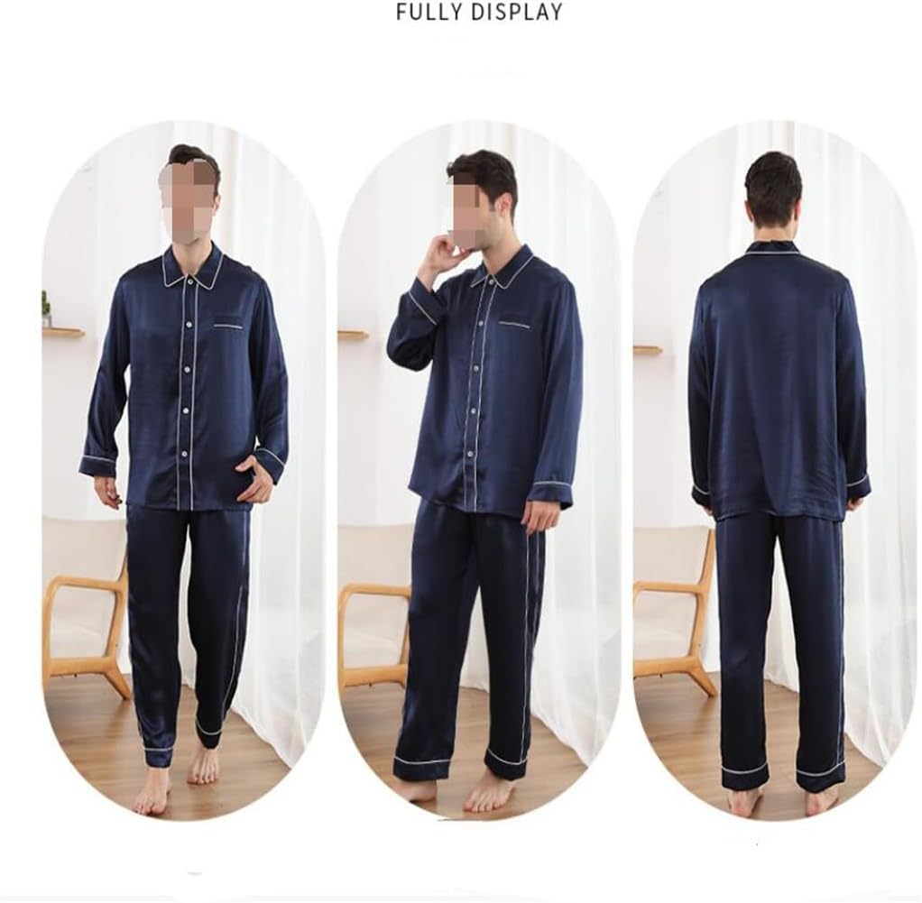 Heavyweight Men's Silk Pajamas, Long Sleeved Pants, Home Set
