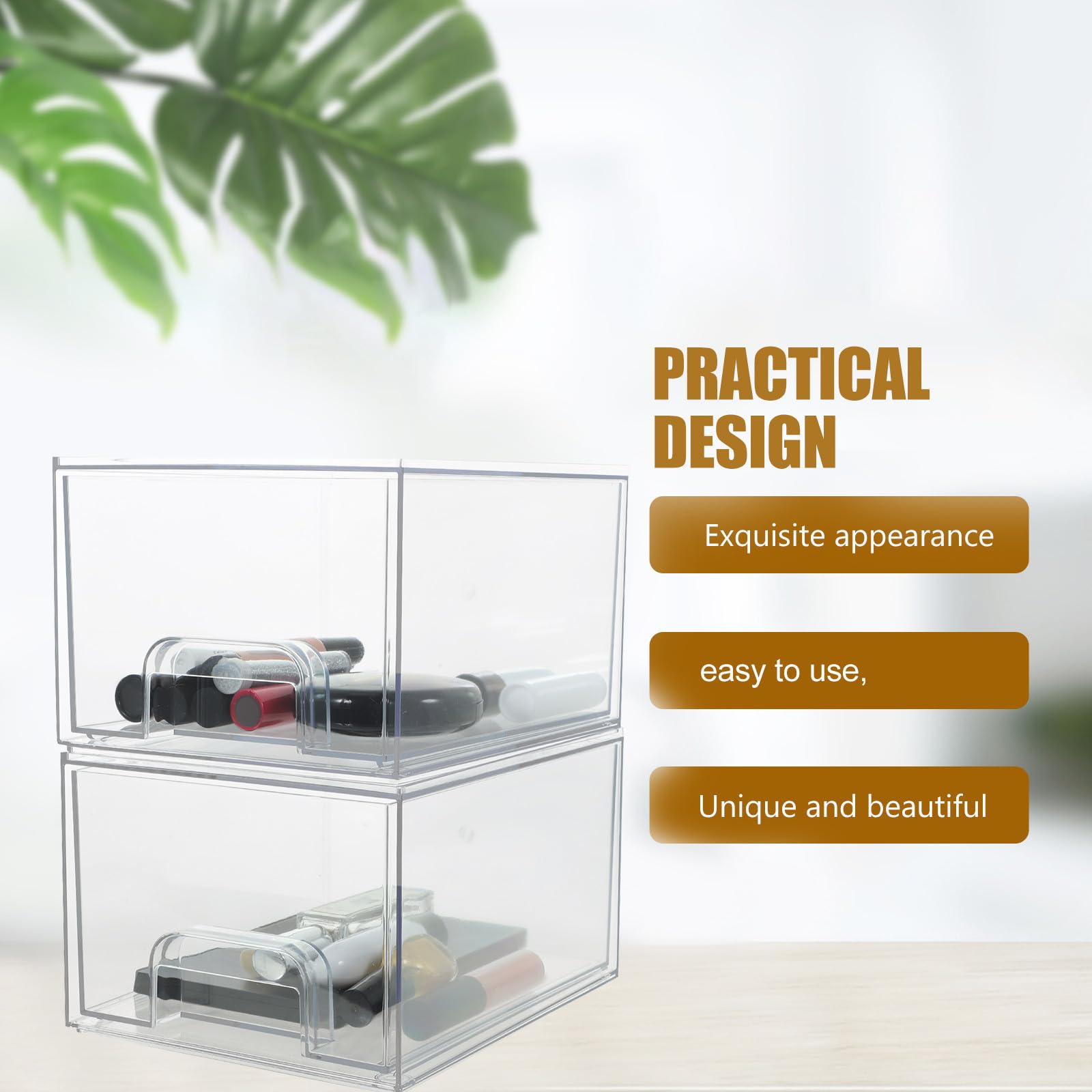 Caja Organizadora de Maquillaje Apilable Cajón, 2 Piezas Pet