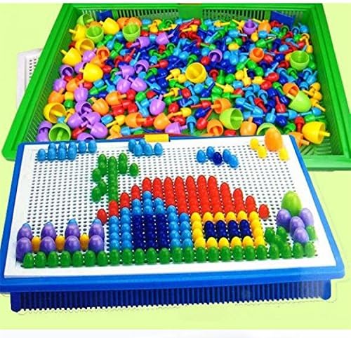 Box-packed 296 Grain Mushroom Nail Puzzle Jointed Board Toy Plastic Children DIY Hand Educational Illustration in Bord