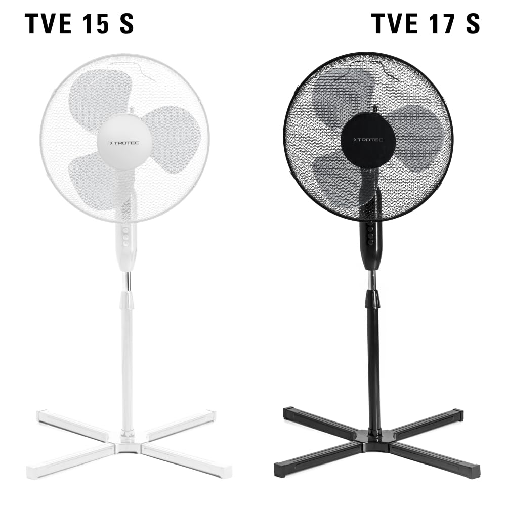 TROTEC Standventilator TVE 15 S 40 W oszillierend 80° 3 Stufen Ø 40 cm höhenverstellbar leise weiß