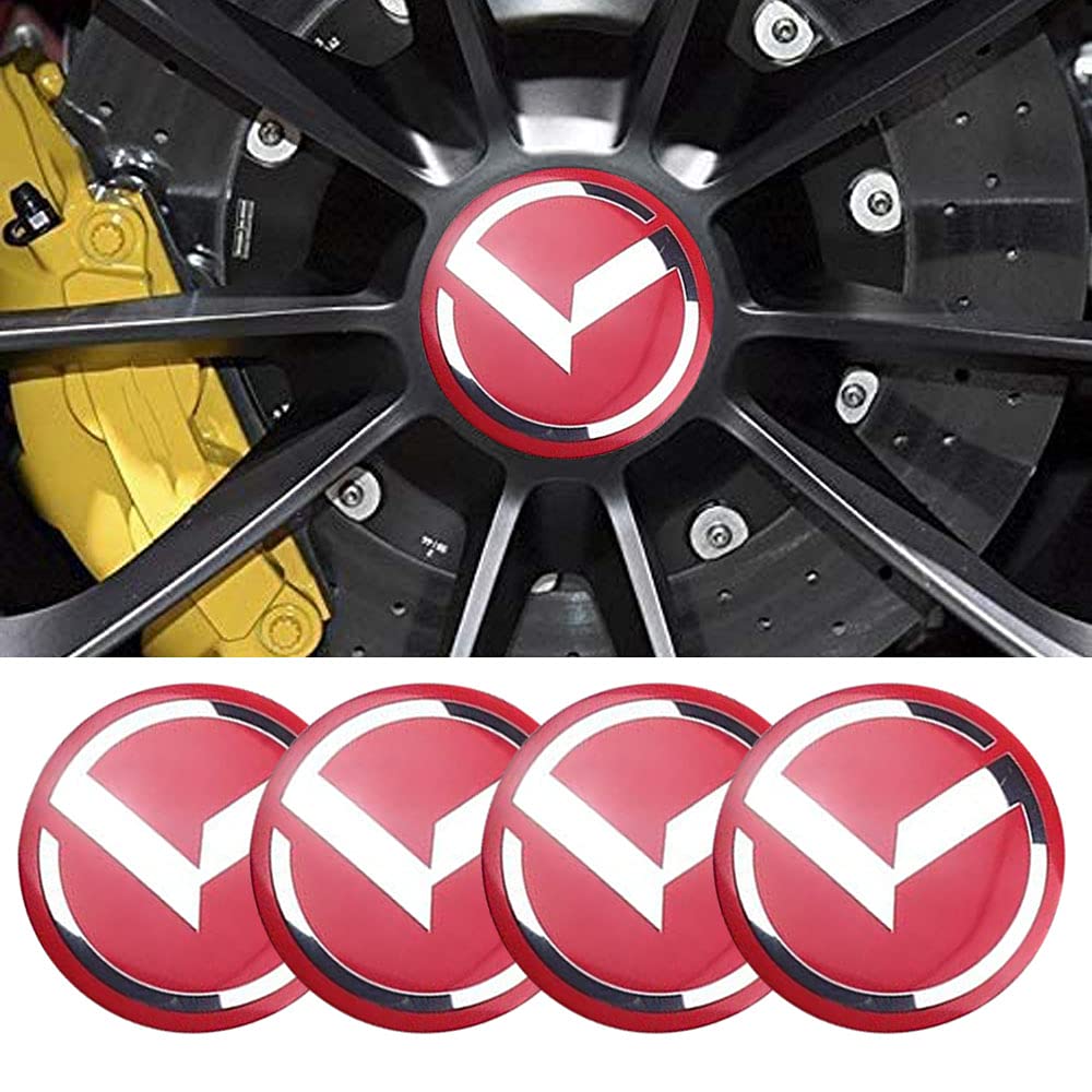 JDclubs 4pcs 2.22inch Car Logo ABS Material Wheel Center Cap Sticker Wheel Emblem Badge Logo Stickers (fit K red)