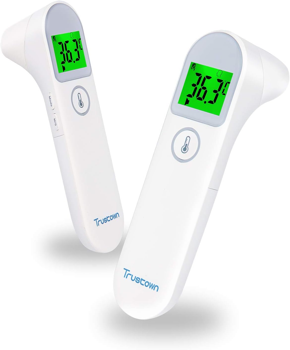 Trustown Non-Contact Forehead and Ear Thermometer for Adults and Kids, Accurate Infrared Instant Reading Thermometer, Tricolor Temperature Alarm, Get Readings in One Second