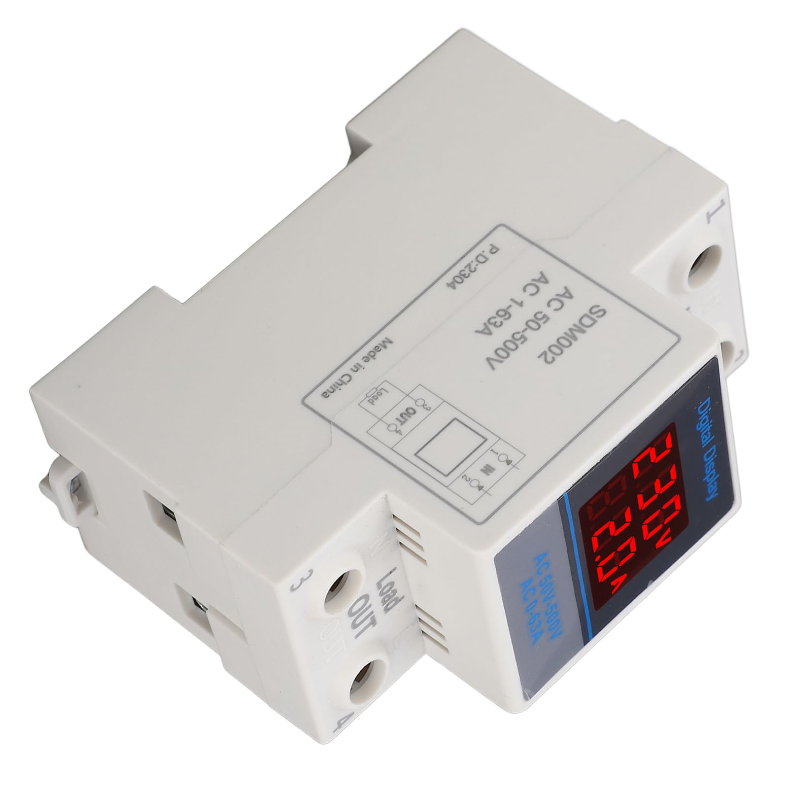 SDM002 Voltmetro Amperometro Guida DIN 35mm - Doppio Display LED per Monitoraggio Tensione/Corrente AC50-500V, Precisione ±2% con Trasformatore Integrato