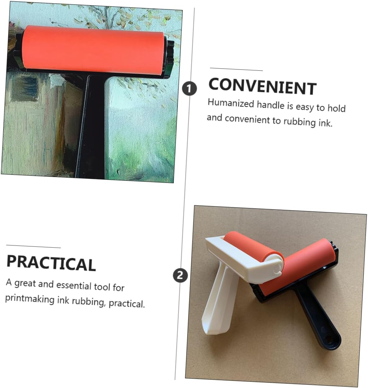 DOITOOL 2pcs Plastic Printing Brayers for Ink Rollers for Printmaking Easy to Clean and Grip for Projects and Painting
