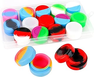 FRUHLING 12 Stück 5ML Rund Silikon Behälter Konzentrat Behälter Antihaft Wachsbehälter Silikon Dab Behälter für Ölwachskon...