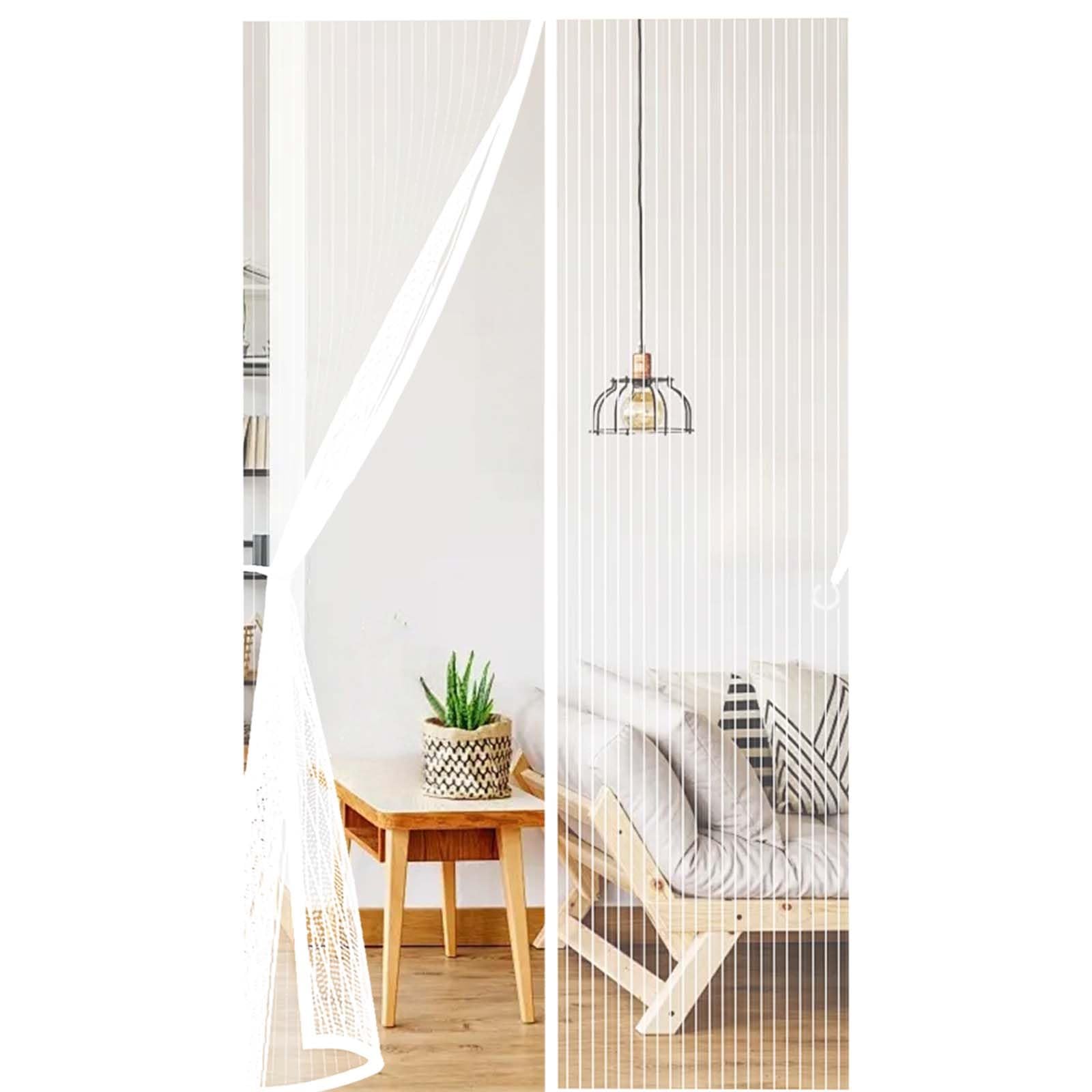 Fly Screens for Doors 124 x 192 cm Durable, Keeps Bugs Out, Kid and Pet Friendly Heavy Duty Mesh Bug Curtain Lets Fresh Air in, Hundreds of Sizes, White