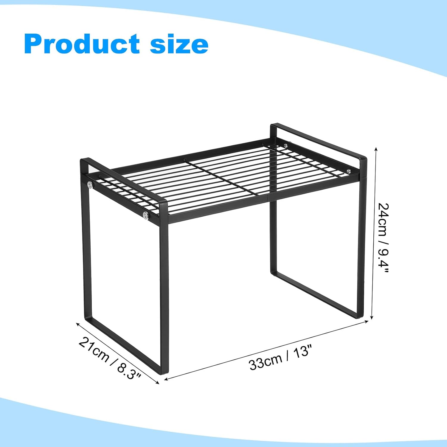 PATIKIL Kitchen Cabinet Organizer Shelves, 2 Pack Stackable Cabinet Shelves Counter Organizer Rack for Pantry Bedroom Office L13in W8.3in H9.4in, Black