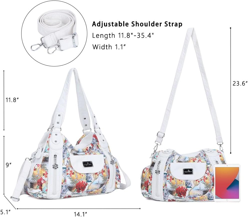 Angel Kiss Purses for Women, Large Shoulder Bag Hobo Tote Purse Mutipocket Faux Leather Satchel Hobo Purse - Image 5