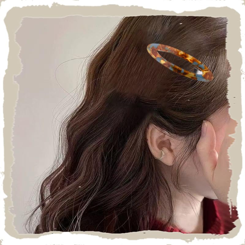 French Hair Clips Acrylic Acetate Alligator Clips Green Brown Resin Oval Tortoise Shell Barrettes for Women Stylish Vintage Barrettes Duckbill Hairpins for Fine Thick Thin Side Hair Clip 3 PCS - Image 7