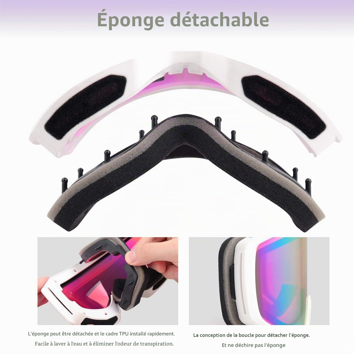 EXP VISION Masque de Ski Pro Anti-buée Protection UV400 Lunettes de Snowboard pour Hommes Femmes
