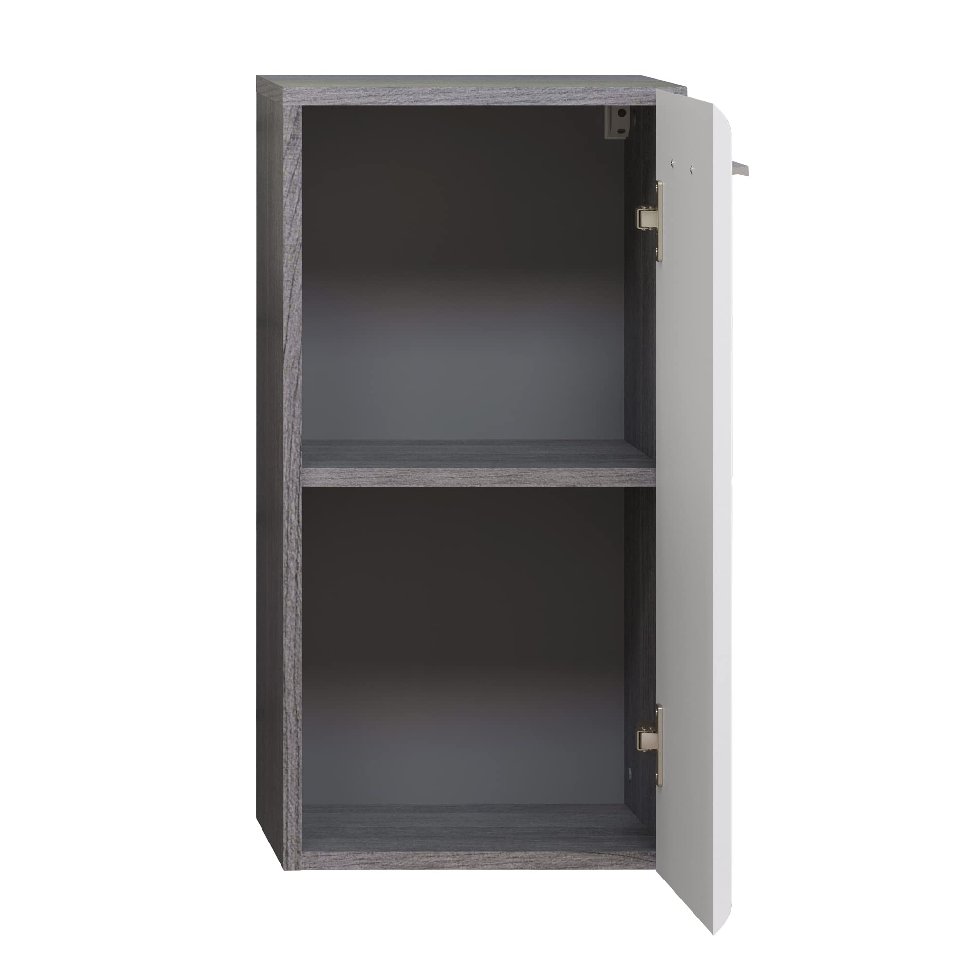 trendteam smart living - Riva - Kommode - Weiß Hochglanz/Grau - Hängeunterschrank mit abgerundeter Tür - (BxHxT) 35 x 68 x 33 cm - mit chromfarbenem Griff - Tür links oder rechts montierbar
