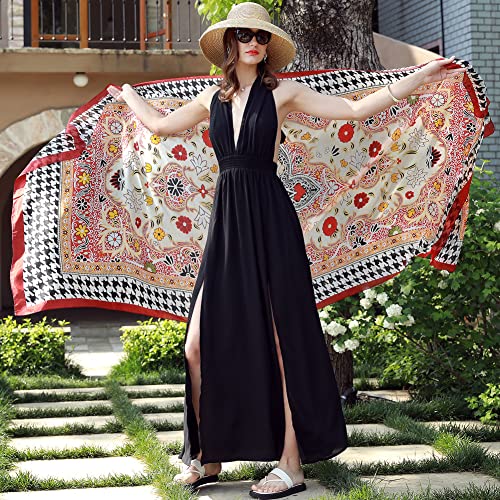 Yxrhrong 100% Mulberry Silk Scarf Large Pashmina Floral Shawls And Wraps For Evening Dresses Satin Long Scarfs Dupatta Women #TOP1