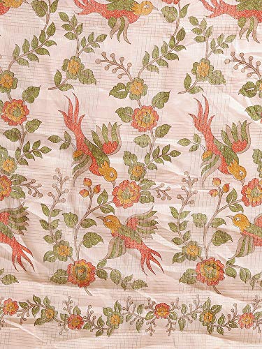 Image of AKHILAM Women's Floral Print Linen Blend Saree with Unstitched Blouse Piece(PERK03 Parent)