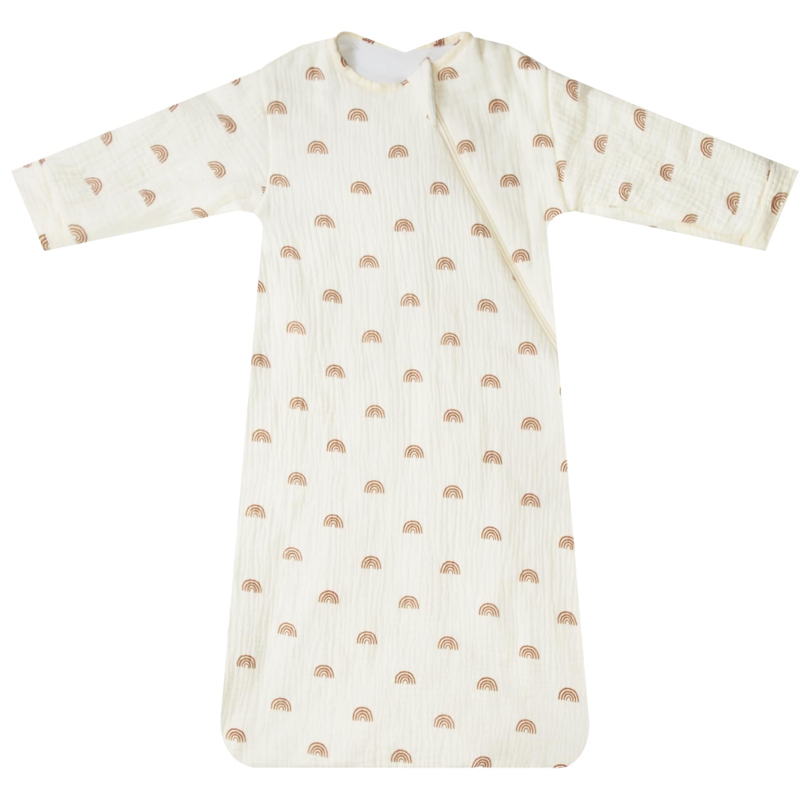 Dormlony Muslin cotton Baby Long Sleeve Sleeping Bag,Unisex Sleep Sack with 2- Way Zipper for Easy Diaper Changes 1.0TOG,(6-18 Months,Rainbow)