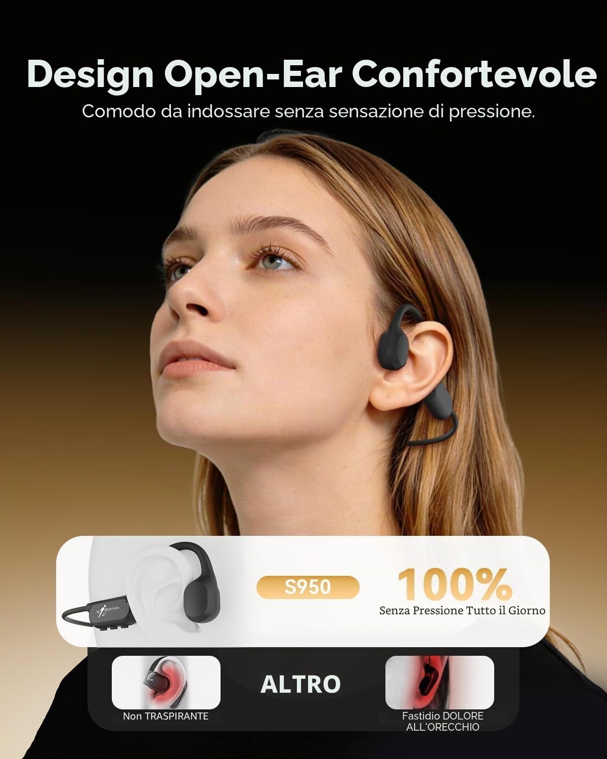 ANSTEN Casque Conduction Osseuse Bluetooth 6.0, Étanche IPX8(nero) | Écouteur Conduction Osseuse avec Réduction de Bruit AI, Casque sans Fil Oreille Ouverte pour Course, Cyclisme