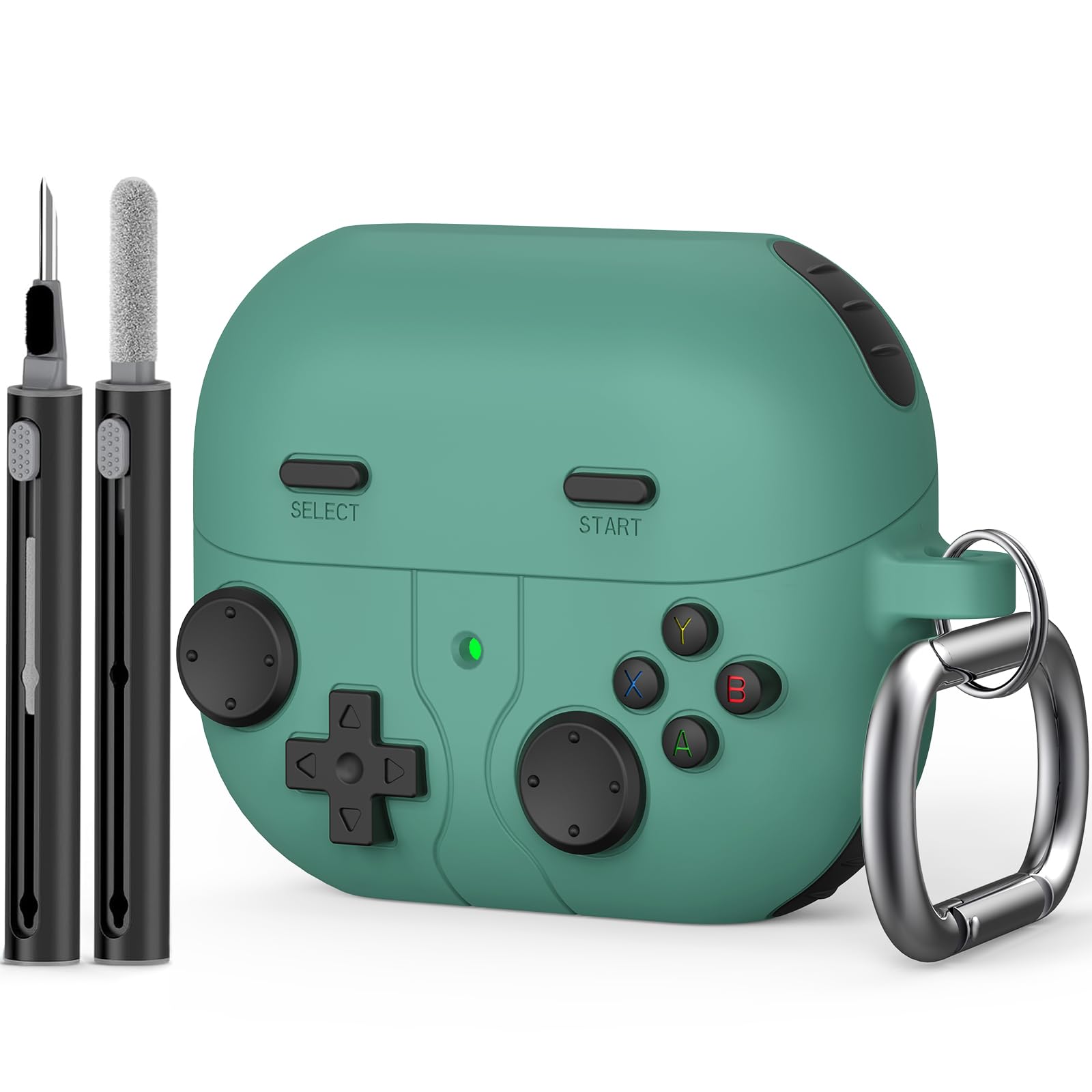 Samsung Galaxy Buds 3 Case Cover with Cleaner Kit, Soft Silicone Protective Case for Galaxy Buds 3 Pro, Accessories with Keychain, Green