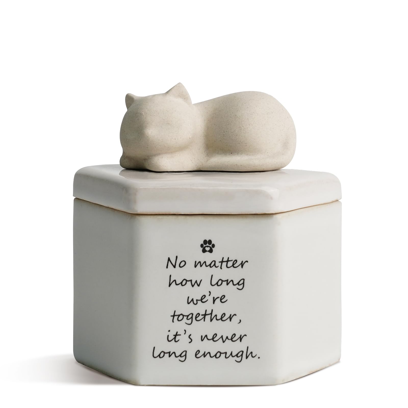 Silkwishes Cat Memorial Keepsake Box, Hair Container Remembrance, Pet Urns for Cats Ashes, Cat Memorial Gifts for Loss of Cat, Ceramic Loss of Cat Sympathy Gift