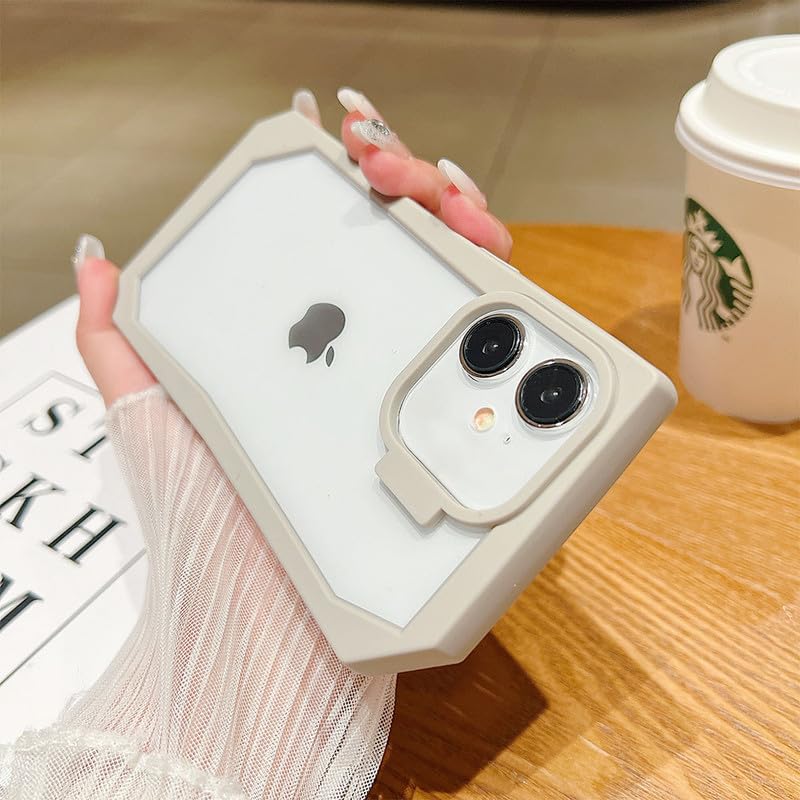 LuxuryKase Shockproof Bumper Case for iPhone 11 | Rugged Octagonal Edge Design | Military Grade Protection | Transparent Hard Back & Raised Camera Guard - White