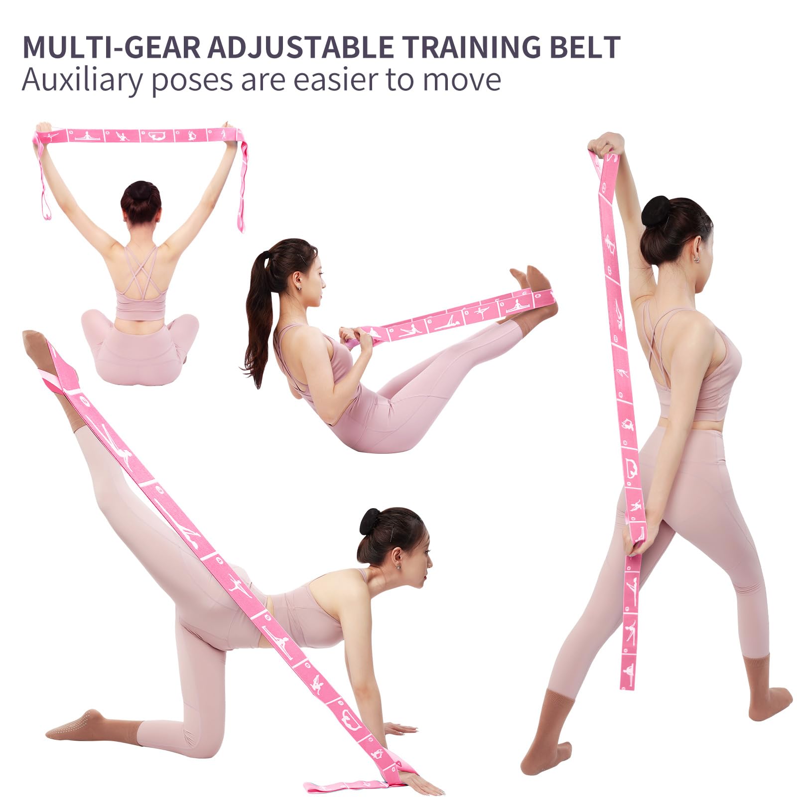 Blocchi da yoga con fascia elastica e borsa, blocchi per yoga in schiuma ad alta densità per stabilità, stretching profondo ed equilibrio, cinghia di resistenza a 12 anelli per yoga, pilates, danza e