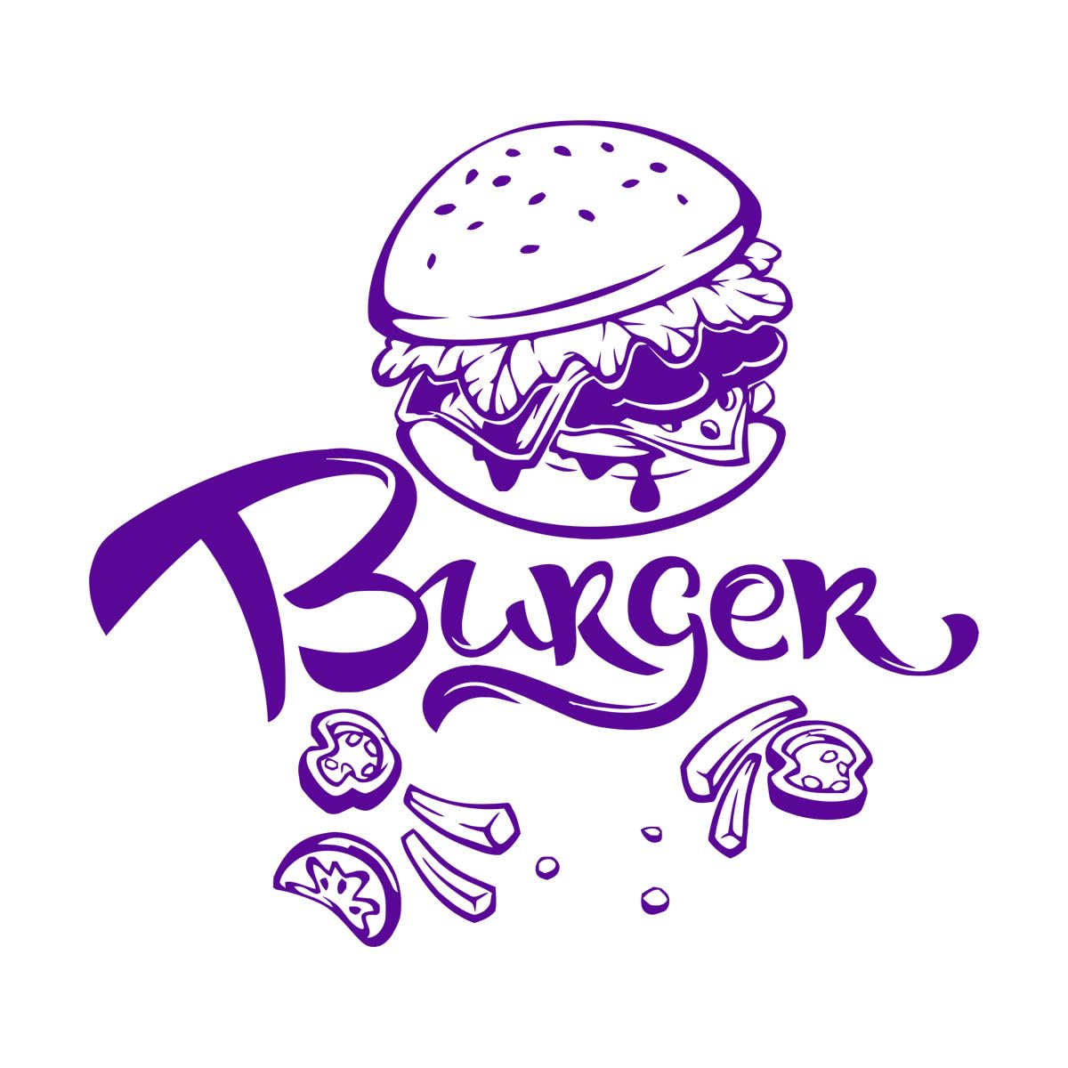 Lzhouting Wall Stickers 1385 Burger Wall Decal Fast Food Cafe Restaurant Dining Room Decor Vinyl Nursery Kids Room Interior Wall Sticker Home Decoration Small - 28X29cm
