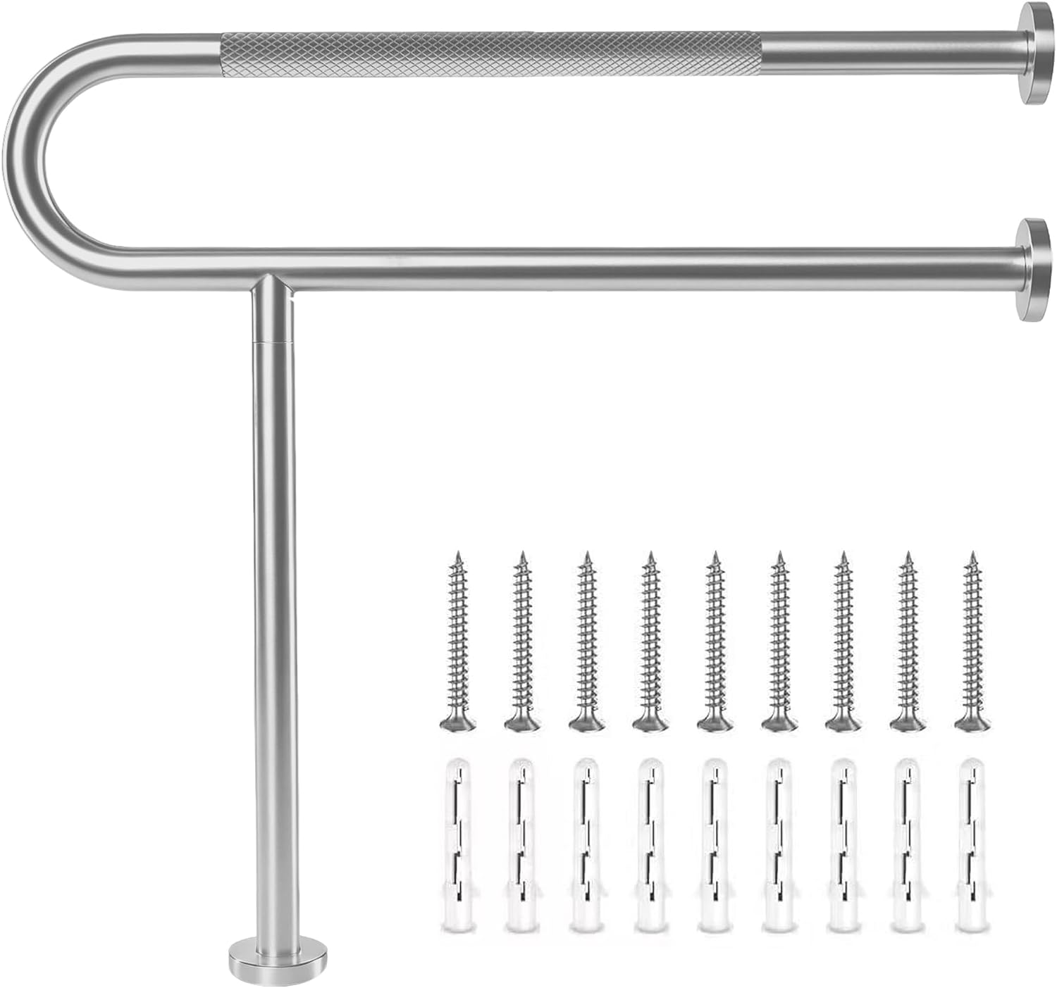 32x28 Inch Brushed Nickel Anti-Slip Toilet Grab Bar