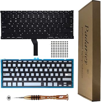 New Backlight Backlit Keyboard Compatible for MacBook Air 13-Inch A1369 A1466 MC965LL MC966LL EMC 2559 MD231LL/A MD760LL/A Series 2011 2012 2013 2014 2015 with 80 PCE Screws + Screwdriver
