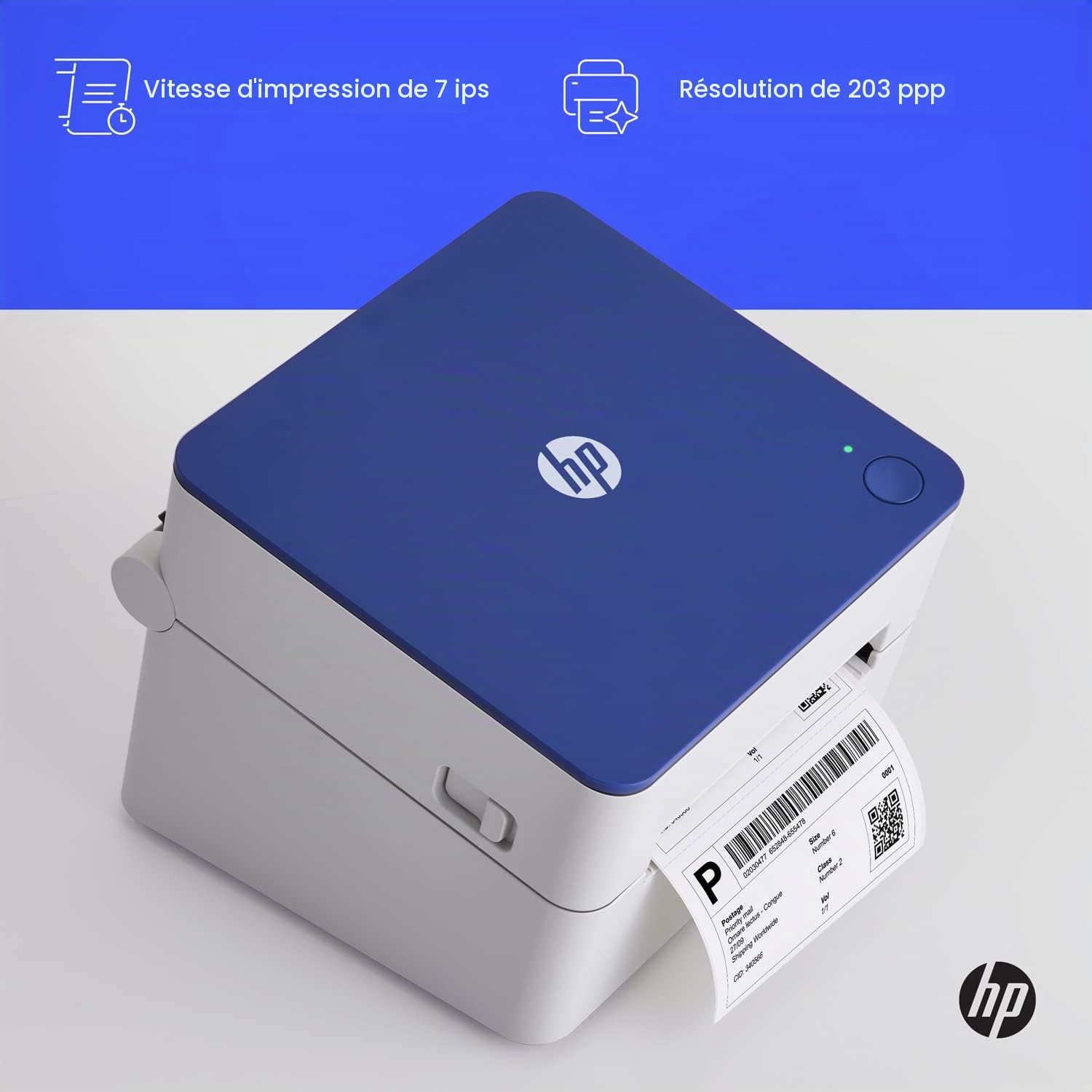HP Work Solutions d'expédition 4x6 d'étiquettes Thermique Imprimante Facile à Utiliser, Haute Vitesse 203 DPI pour Le Bureau à Domicile ou l'entreprise Prend en Charge PC et Mac
