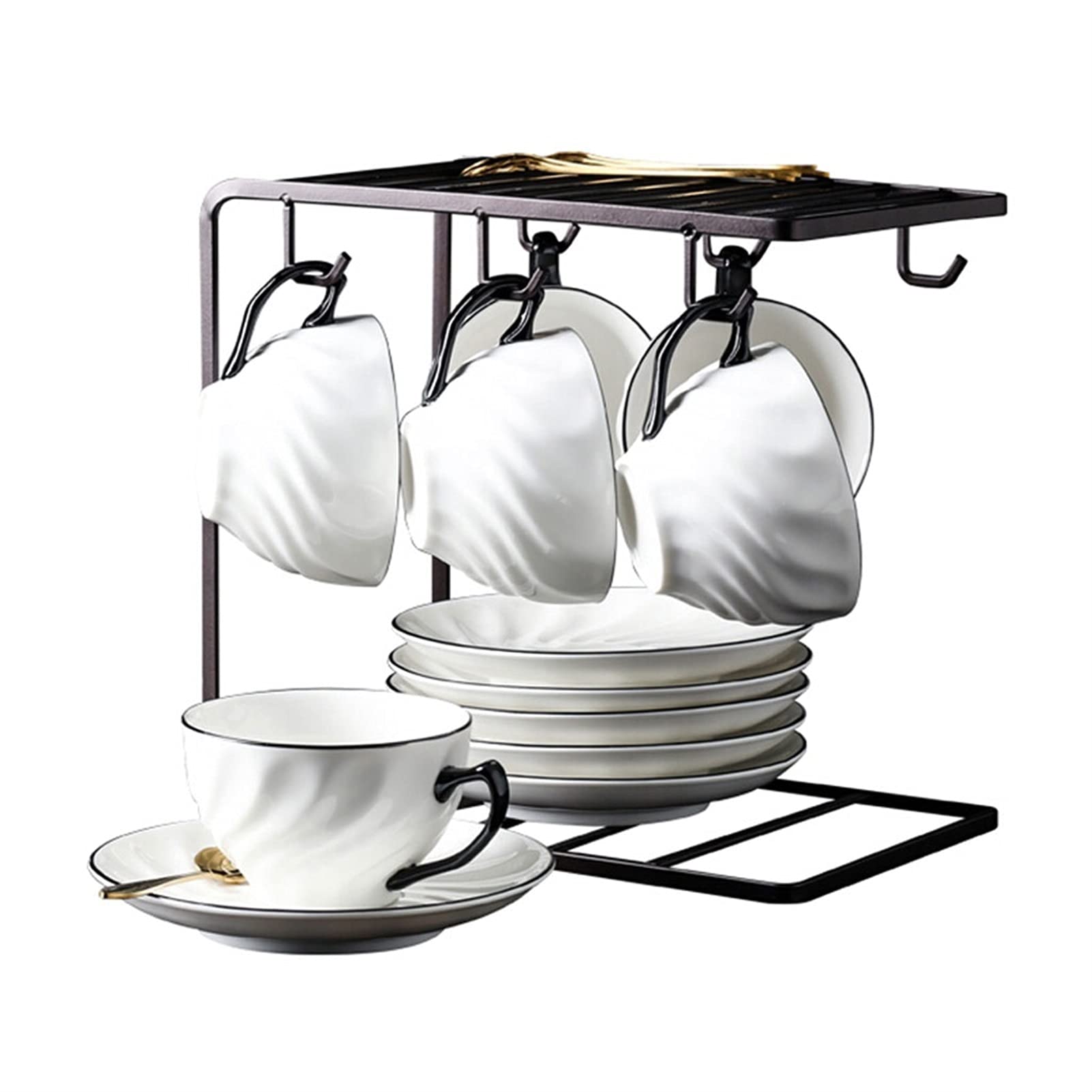 Filiżanki ceramiczne do kawy, 6 filiżanek, 6 spodków, filiżanki, zestawy do herbaty, spodki z podstawkami na kawę, filiżanki do picia kawy, herbaty, soku,