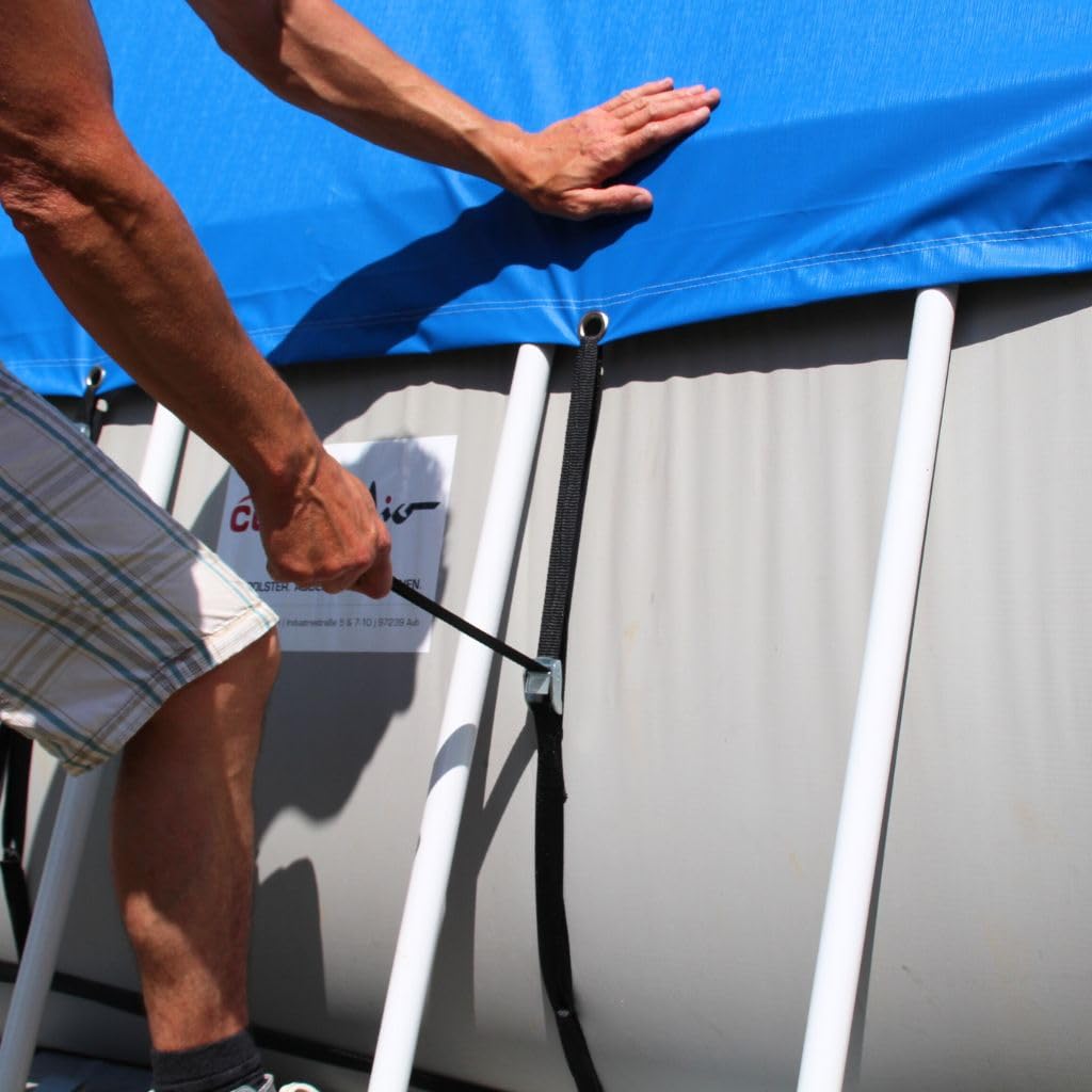 PoolBelt | Befestigungsset Poolplane | Befestigung Poolabdeckung | Für Stahlrahmen-/ Framepool rund (Poolgröße Ø 5.000mm)