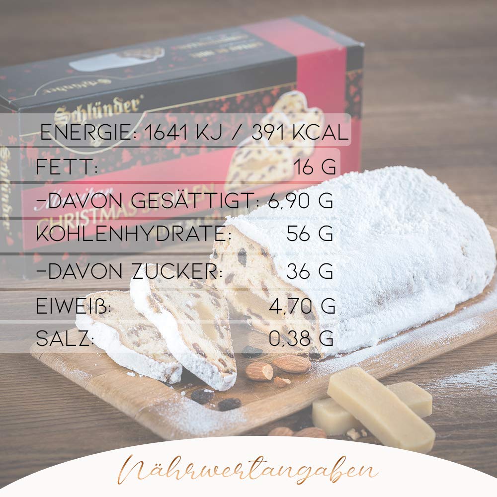 Schlunder Marzipan Christmas Stollen | Imported from Germany | Holiday Sweet Bread Marzipan Center Traditional German Recipe | Gift Box Packaging 26.4 oz