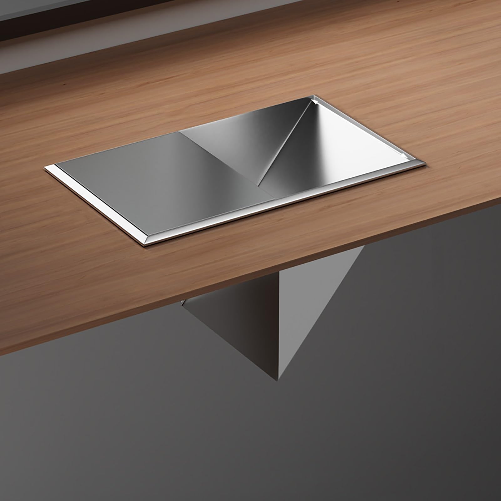 TIANQIHAO Recessed Countertop Trash Can Lid, Stainless Steel Garbage Bin Cover For Home Kitchen & Office,Silver