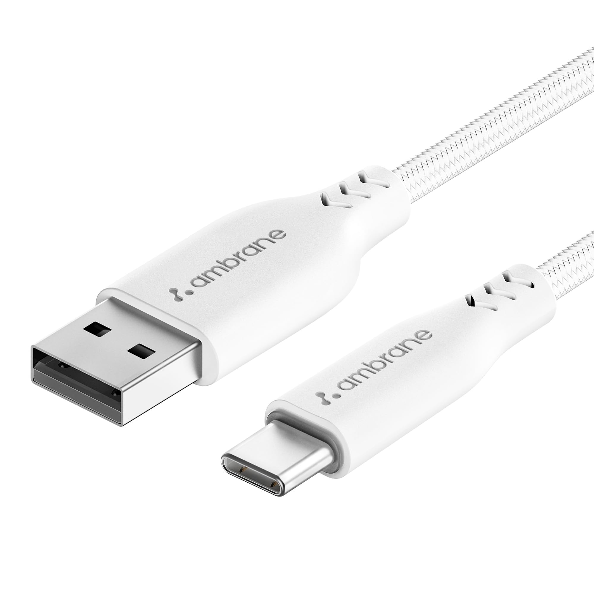 AMBRANE Unbreakable 3A Fast Charging 1.5m Braided Type C Cable for Smartphones, Tablets & other Type C devices, 480Mbps Data Sync, Quick Charge 3.0 (RCT15 white)-image-48