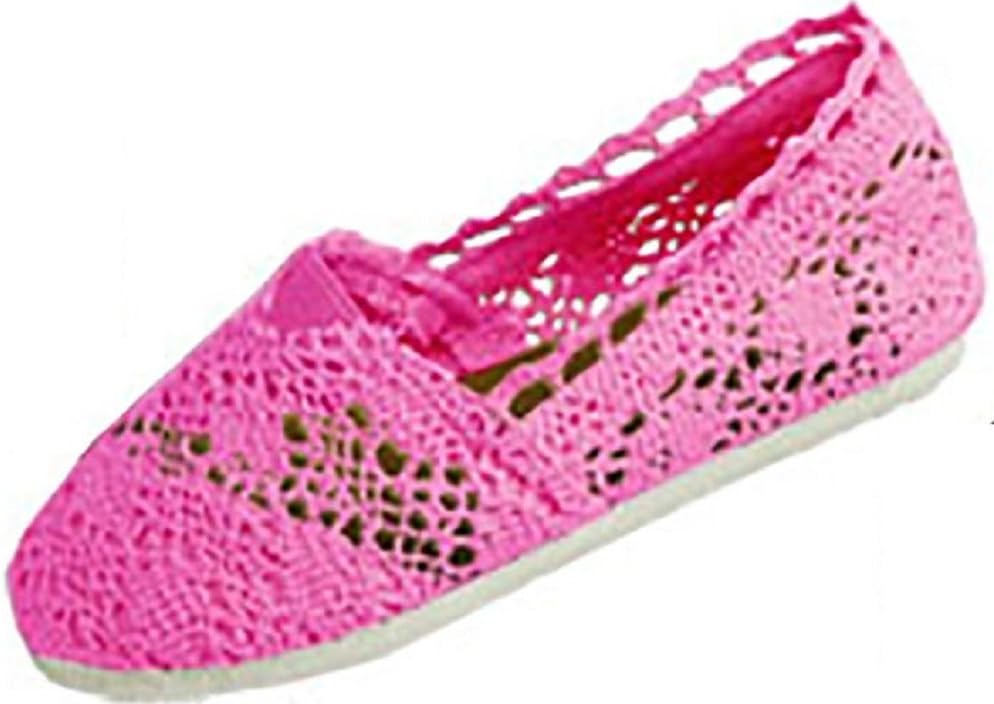 Girls Canvas Crochet Slip on Shoes Flats (3/4, Fushia 3008k)