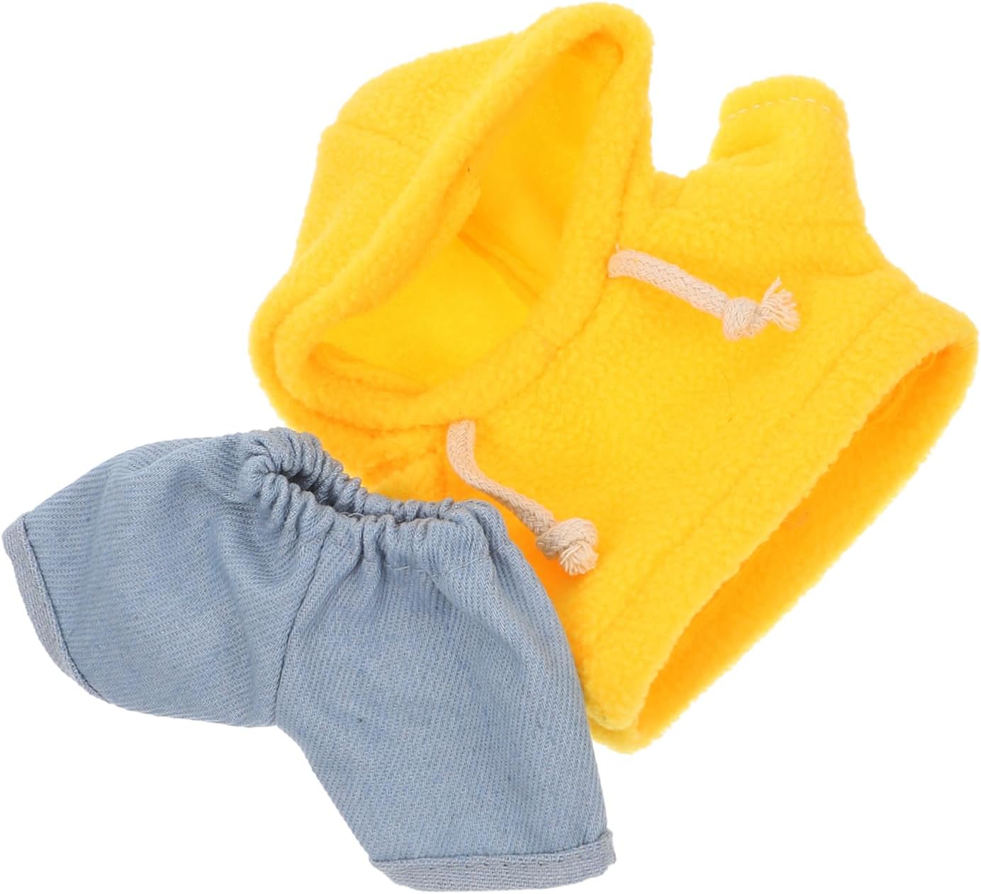 NUOBESTY Plush Doll Clothing Set for Stuffed Animals Soft Yellow Hoodie and Jeans Outfit Doll Clothes for 5-8 Inch Dollsplush Bear Sweatshirt Mini Fashion