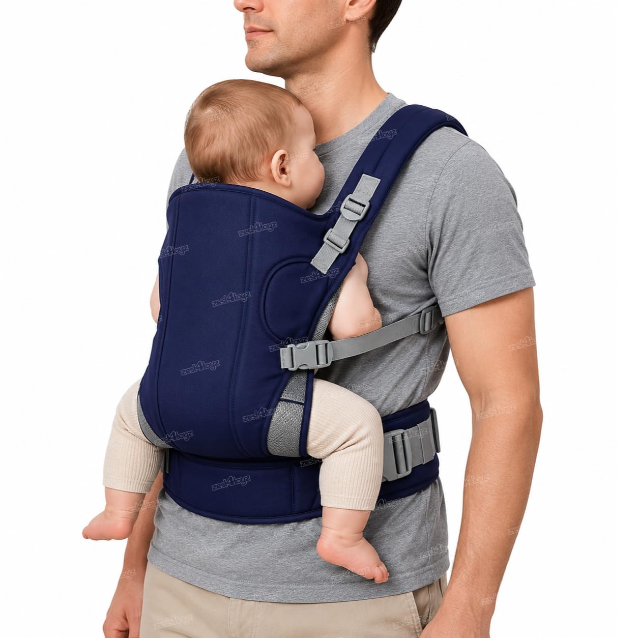 Zest 4 Toyz Newborn to Toddler Four Positions Baby Carrier with Lap Strap for 2-18 Months, Soft Baby Carrier Sling - Blue-image-24