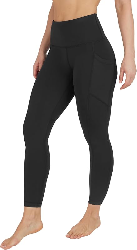 90 Degree By Reflex Power Flex Yoga Pants - High Waist Squat Proof Ankle Leggings With Pockets for Women - Black - Medium image 2