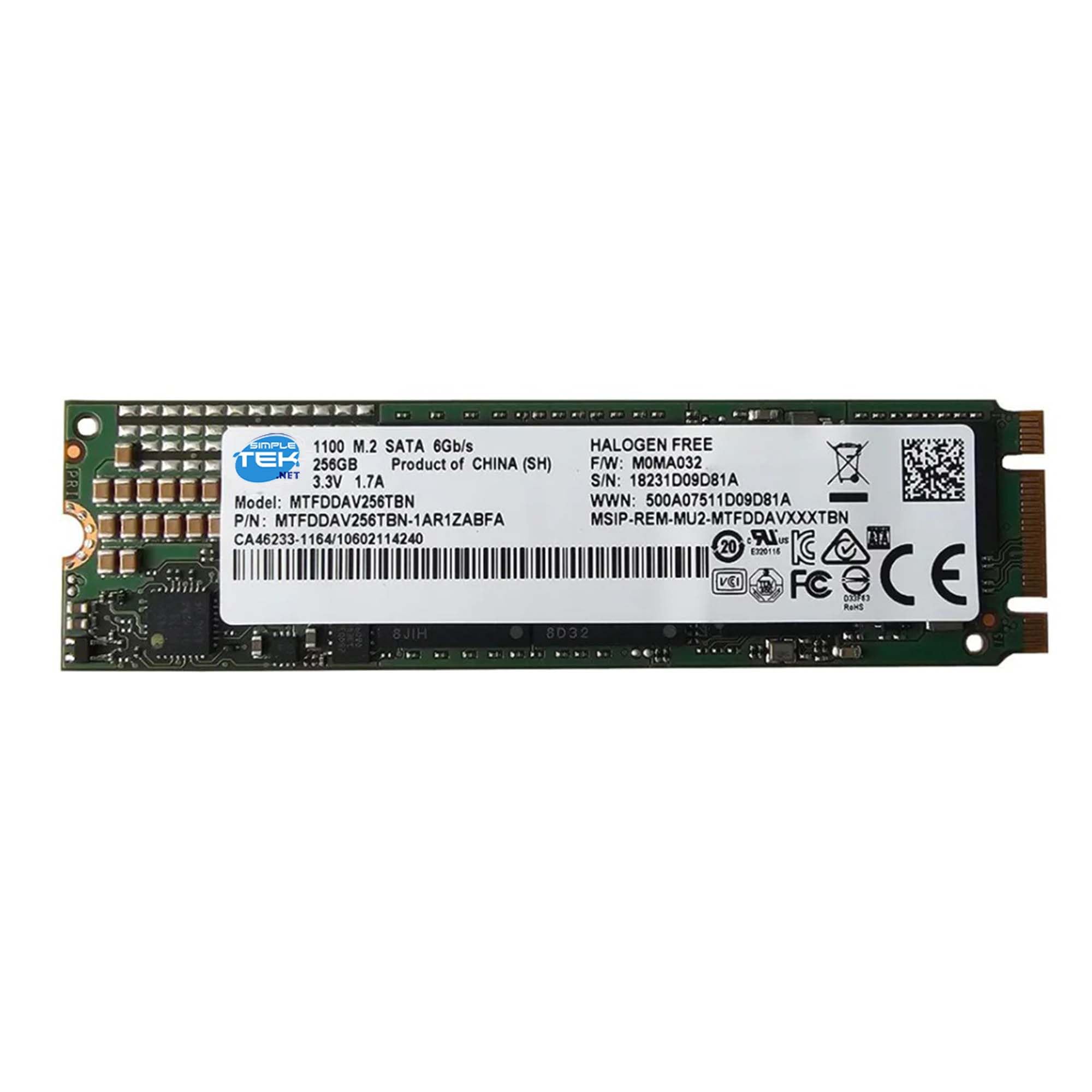 SIMPLETEK Wewnętrzny dysk SSD M.2 SATA 2280 256 GB, NGFF, technologia 3D NAND, do notebooków i komputerów PC (odnowiony)