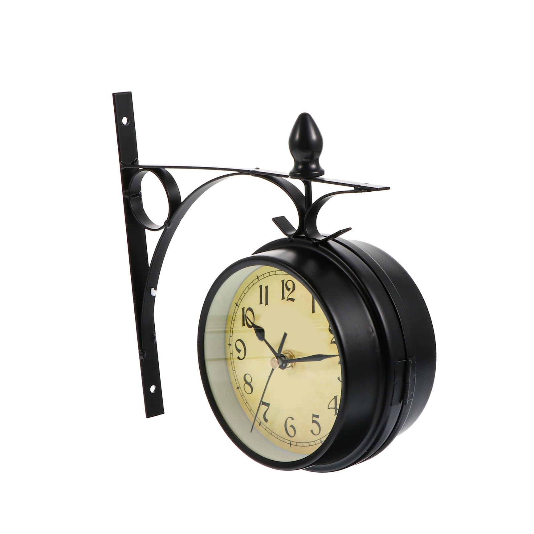Pendule murale décorative vintage Milisten en fer forgé solide double face