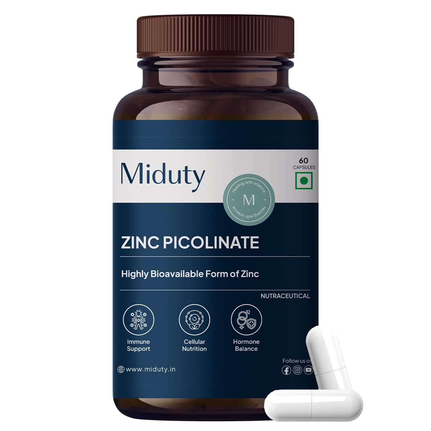 Miduty Zinc Picolinate 50 mg - High-Absorption Chelated Zinc Supplement - Immune Support, Skin & Hair Health - Supports ov... - Review, Price and Buying Guide