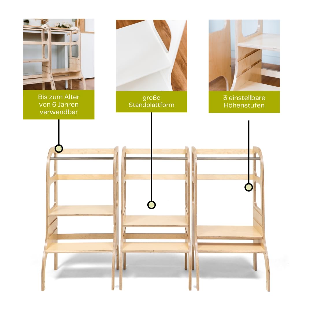 Step UP • Höhenverstellbarer Montessori Lernturm (Hölzern)