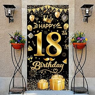 Woyamay 13th Happy Birthday Banner - 13th Birthday Decorations for Boys Girls Black and Gold Party Decorations Backdrop Large Birthday Banner 13th Birthday Party Supplies for Garden Wall Decoration