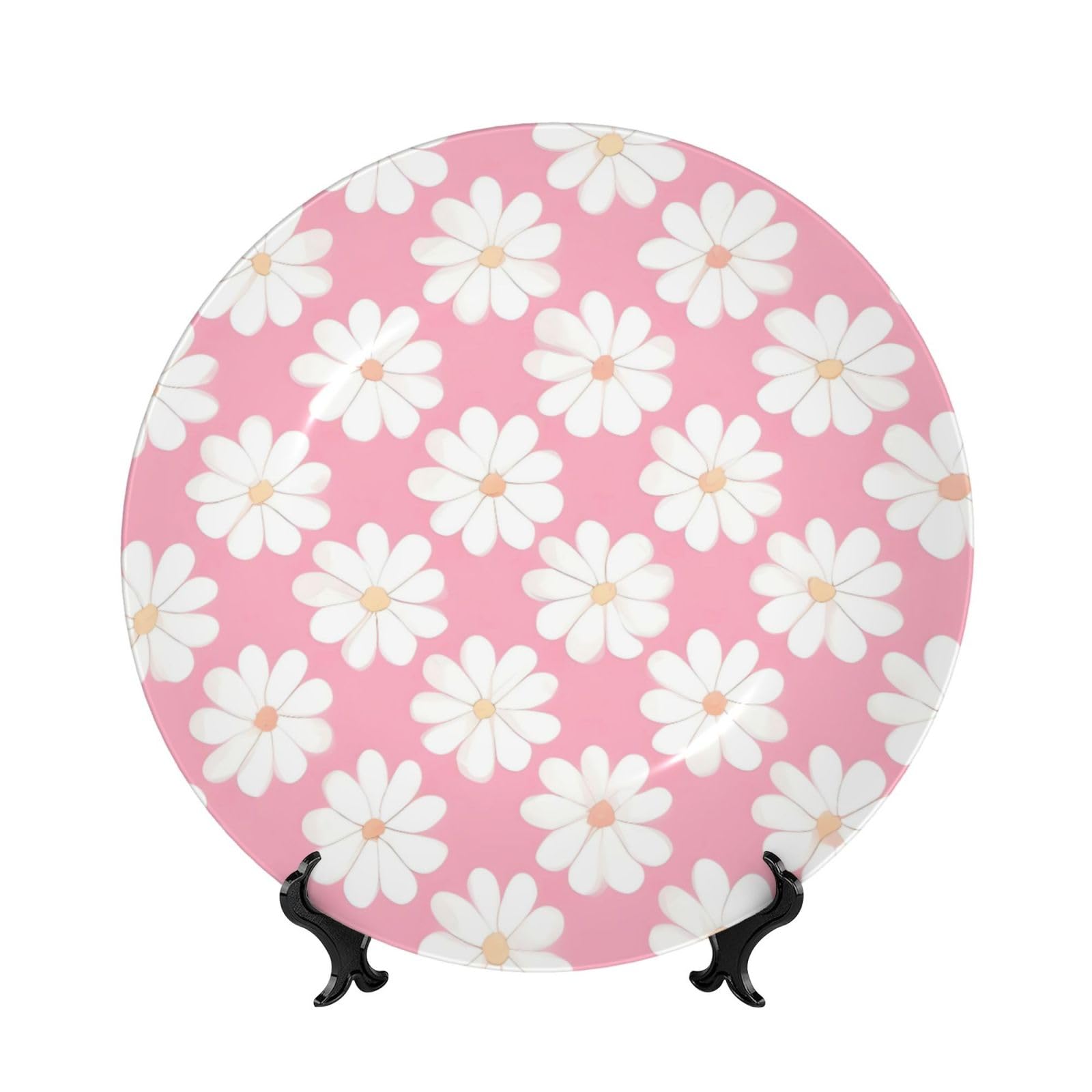 SXZVVBN Camellia pattern Bone China Decorative Plate Art with Stand Removable Adhesive Hanging for Home Office 8in（20cm）
