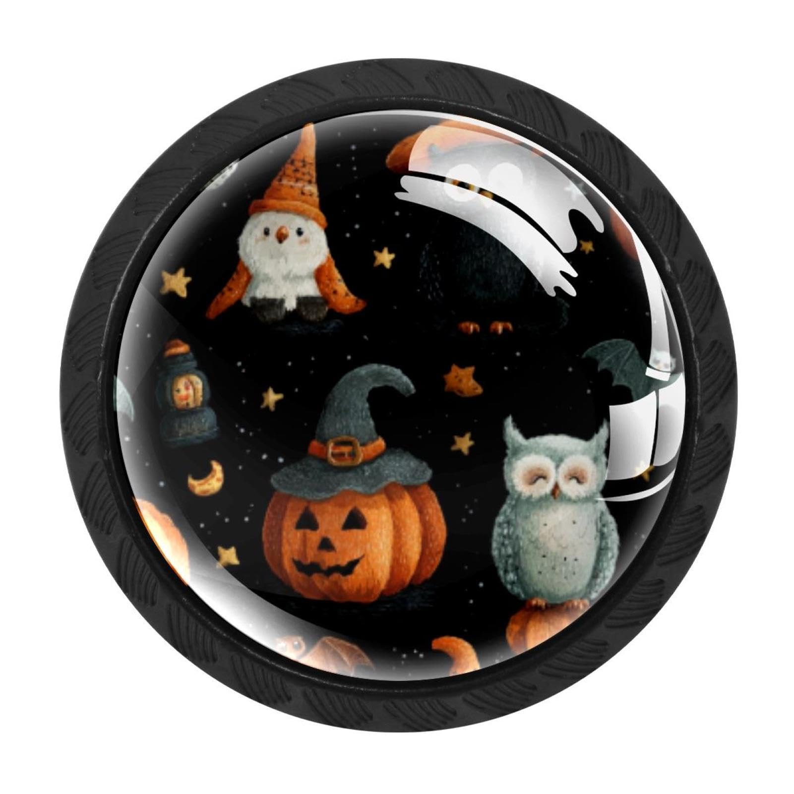 CHENZZZZ 4 Pack Round Cabinet Knobs for Kitchen Bathroom Closet Dresser Cabinets, Halloween Pumpkin (1)