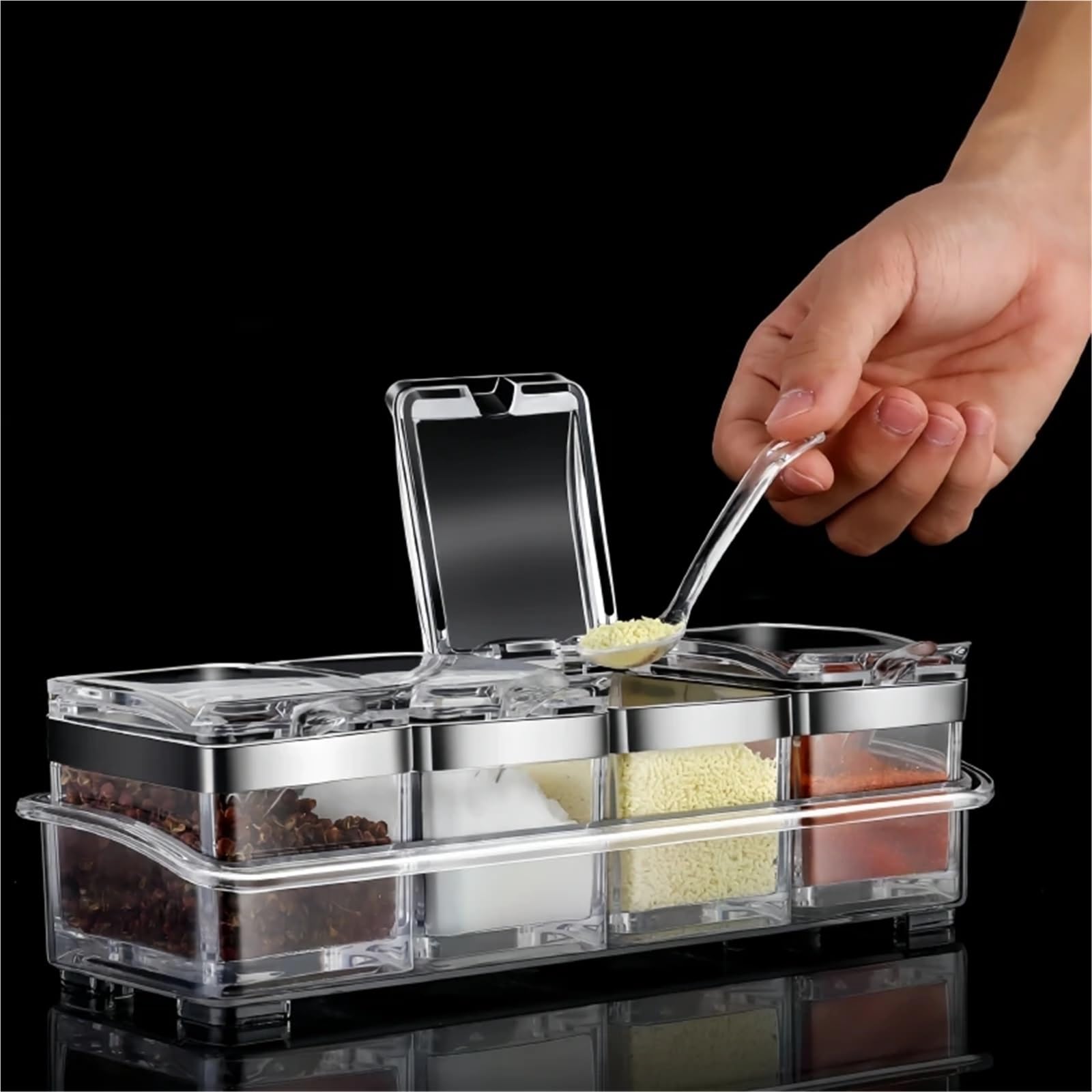 Contenedor de almacenamiento, estantes especias for cocinas, organizadores for el hogar, conjunto contenedores multifunción, caja soporte for condimentos para Especias